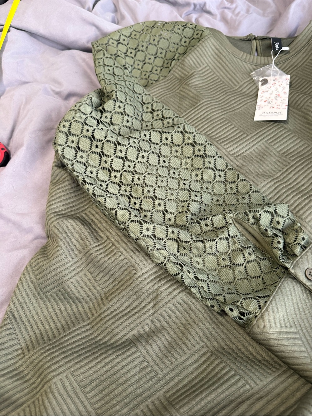 Automet Olive Green Ribbed Knit Top - Picture 3 of 6